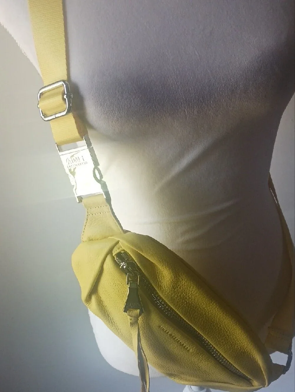 Aimee Kestenberg Yellow Pebbled Leather Crossbody Bag